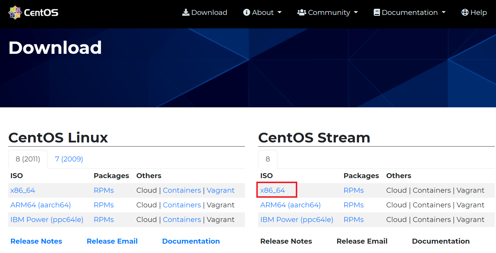 CentOS8のダウンロード
