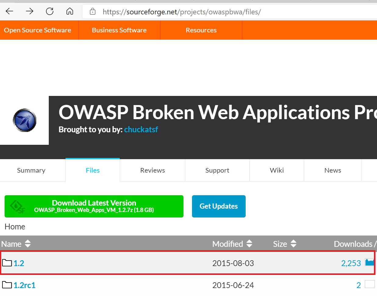 OWASP BWAのダウンロード(1)