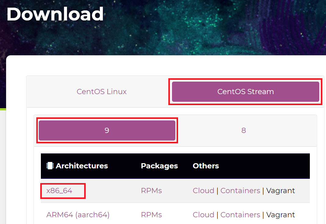 CentOS 9のダウンロード(1)